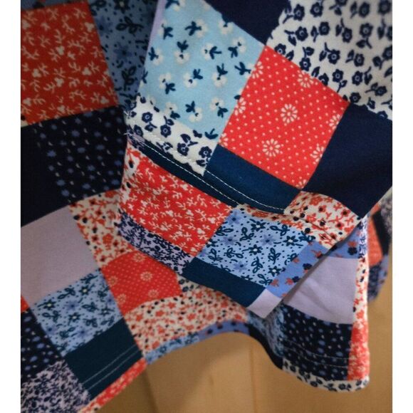 Lands End Womens Patchwork Turtleneck Long Sleeve Top Size L Cotton Blend Colorf - Picture 3 of 6